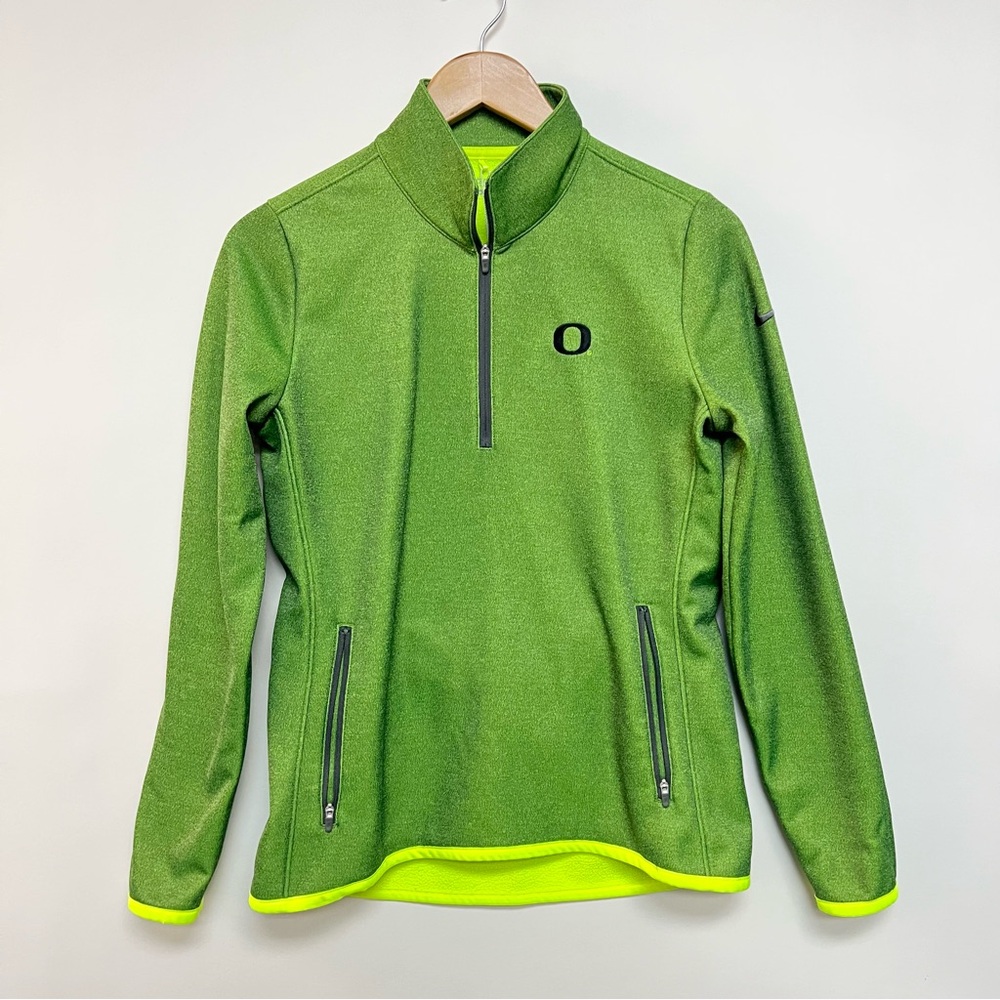 Nike Golf Women's Oregon Duck Fleece Pullover 1/4 Zip Top Green Yellow Medium